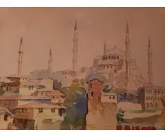 Istanbul Watercolors by Nikolai Saraphanoff  / Two Paintings