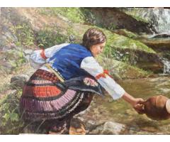 Village Girl at Creek